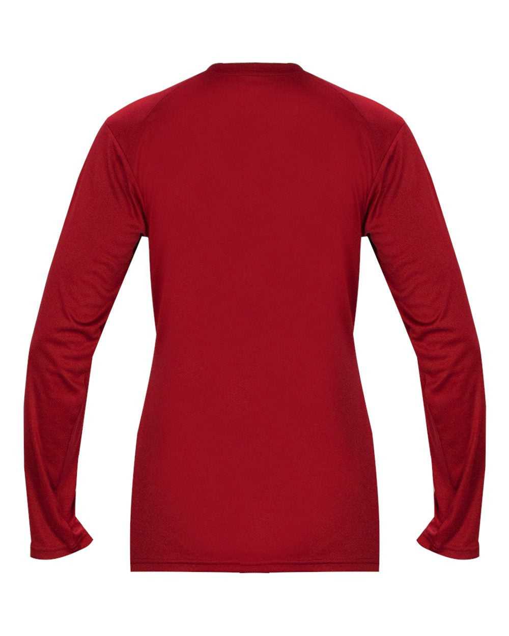 Badger Sport 4064 Ultimate Softlock V-neck Ladies Long Sleeve Tee - Red - HIT a Double - 3