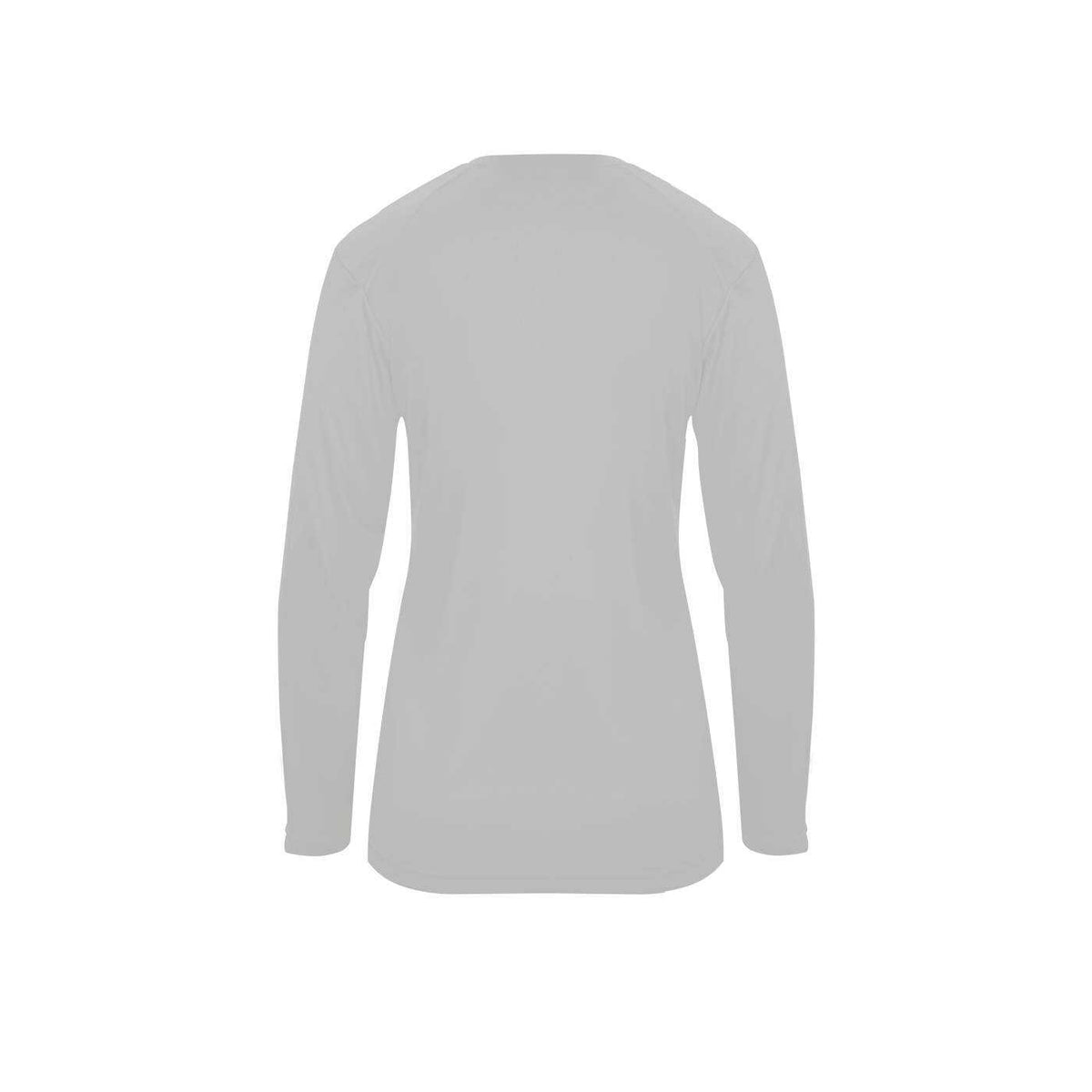 Badger Sport 4064 Ultimate Softlock V-neck Ladies Long Sleeve Tee - Silver - HIT a Double - 3