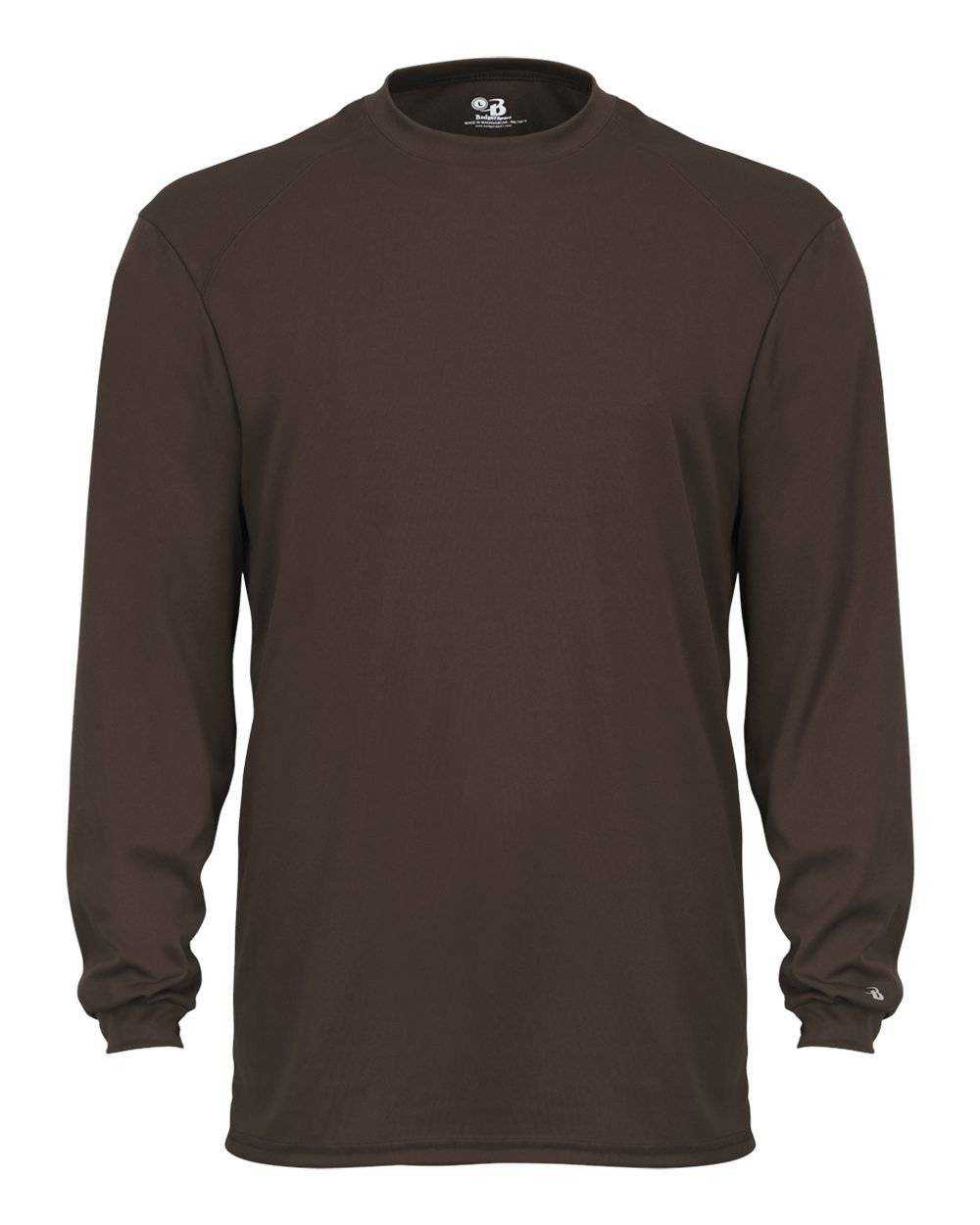 Badger Sport 4104 B-Core Long Sleeve Tee - Brown - HIT a Double - 1