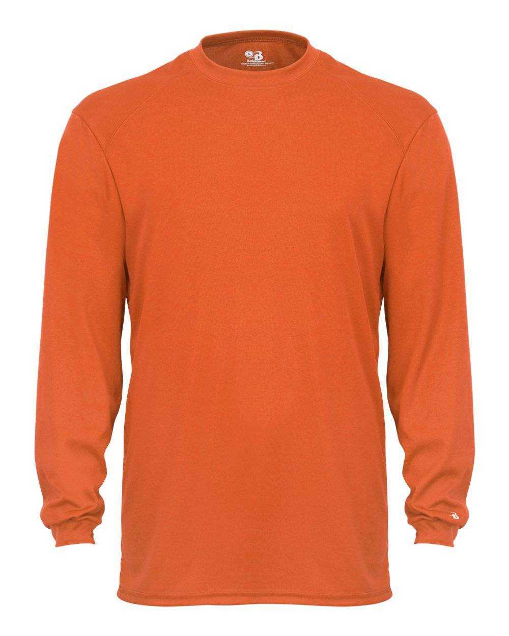 Badger Sport 4104 B-Core Long Sleeve Tee - Safety Orange - HIT a Double - 1