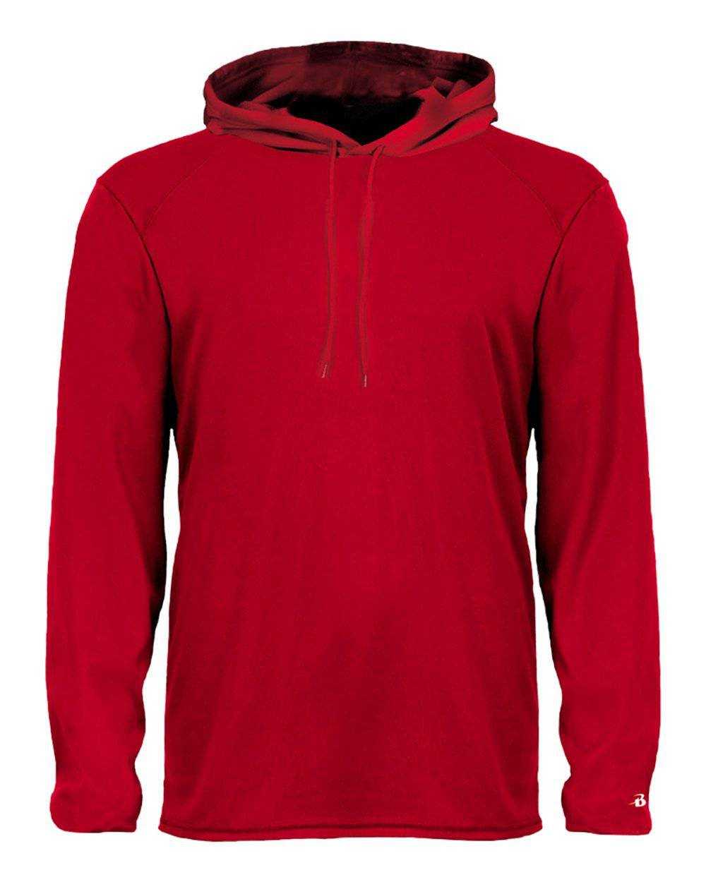 Badger Sport 4105 B-Core Long Sleeve Hoodie Tee - Red - HIT a Double - 1