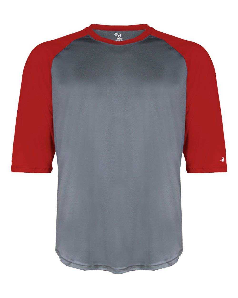 Badger Sport 4133 B-Baseball Adult Undershirt - Graphite Red - HIT a Double - 1
