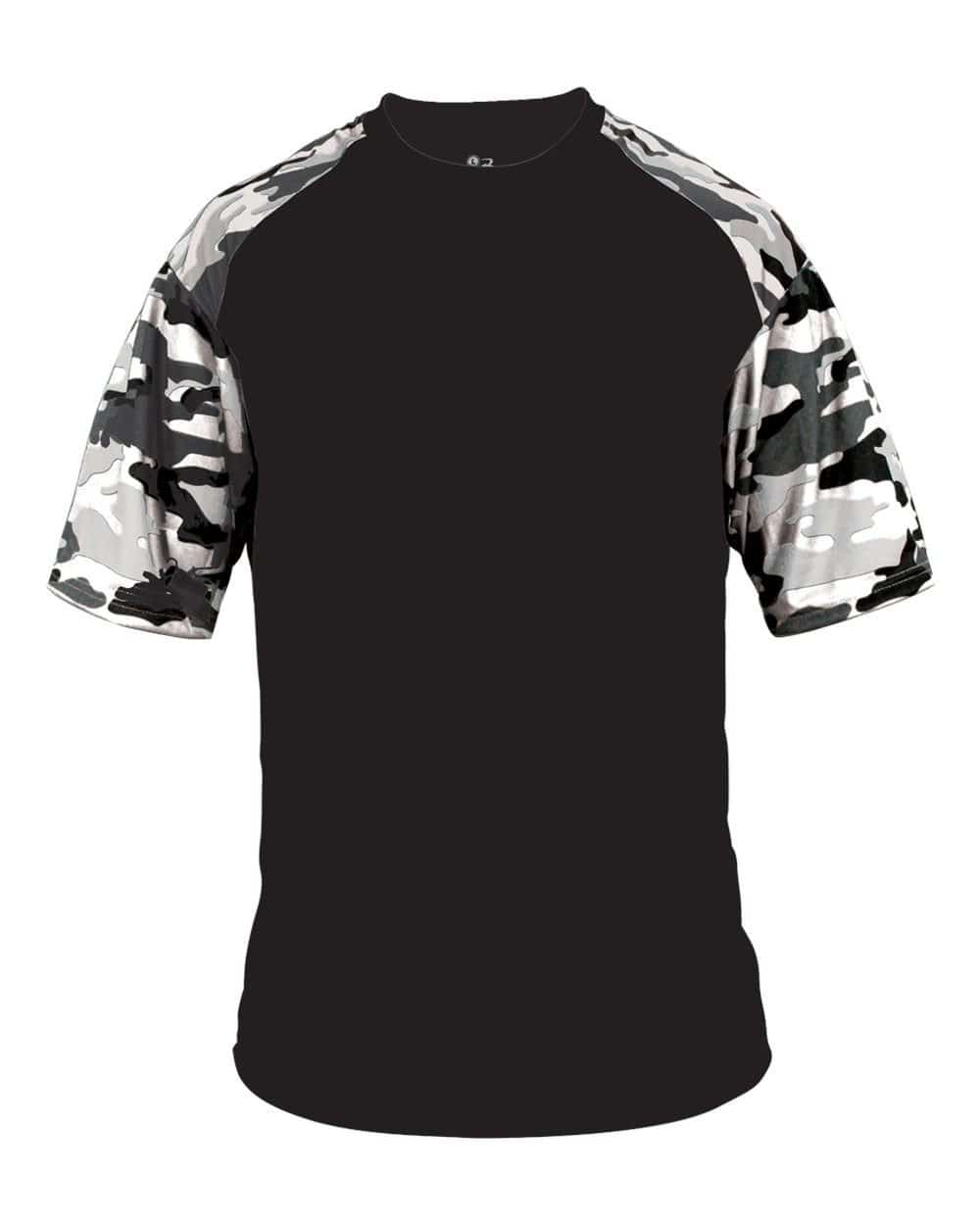 Badger Sport 4141 Camo Sport Adult Tee - Black White Camo - HIT a Double - 1