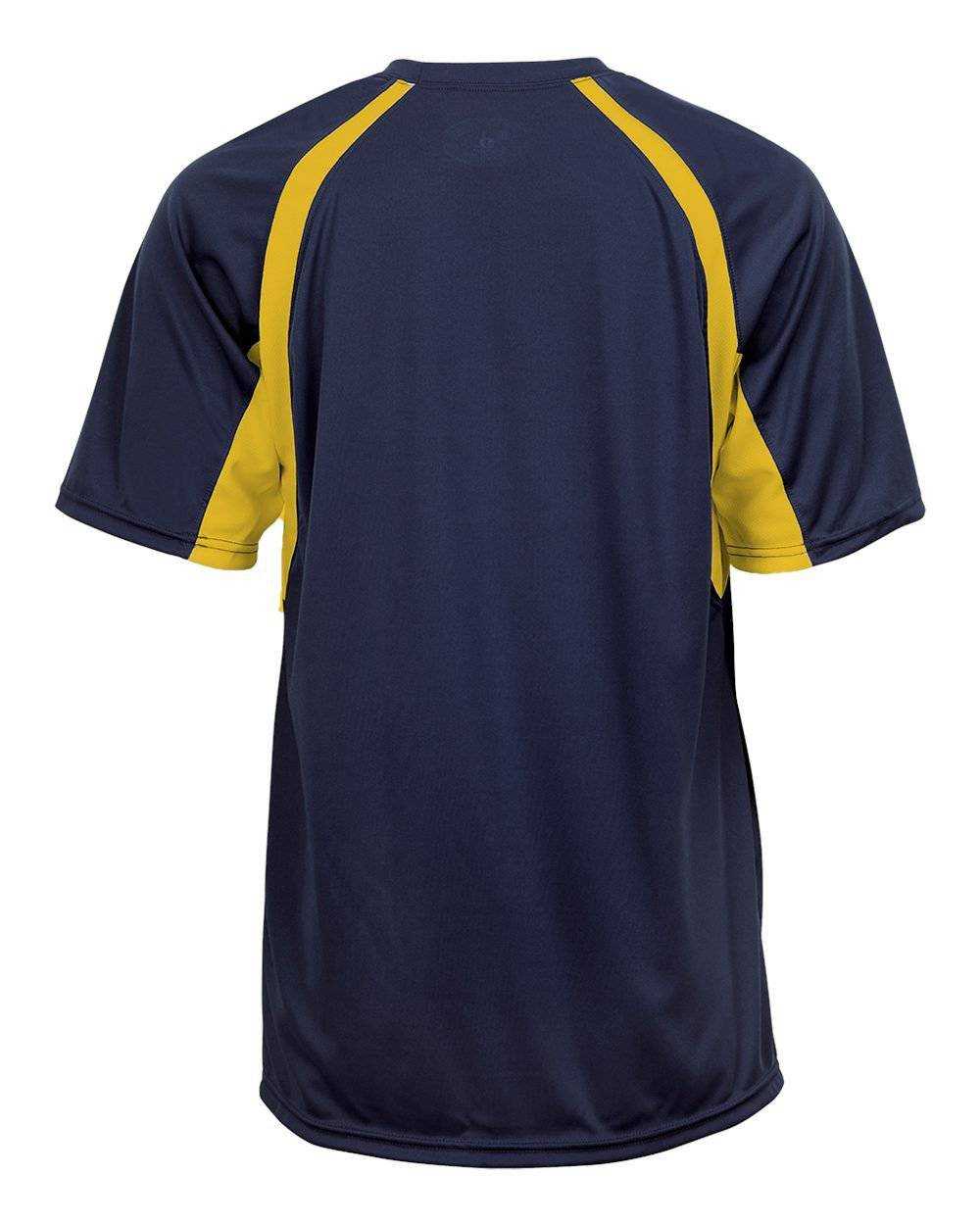 Badger Sport 4144 Adult Hook Tee - Navy Gold - HIT a Double - 3