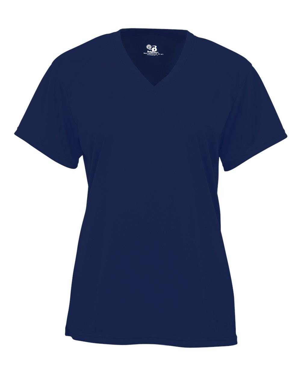 Badger Sport 4162 B-Core Ladies S/S V-Neck Tee - Navy - HIT a Double - 1