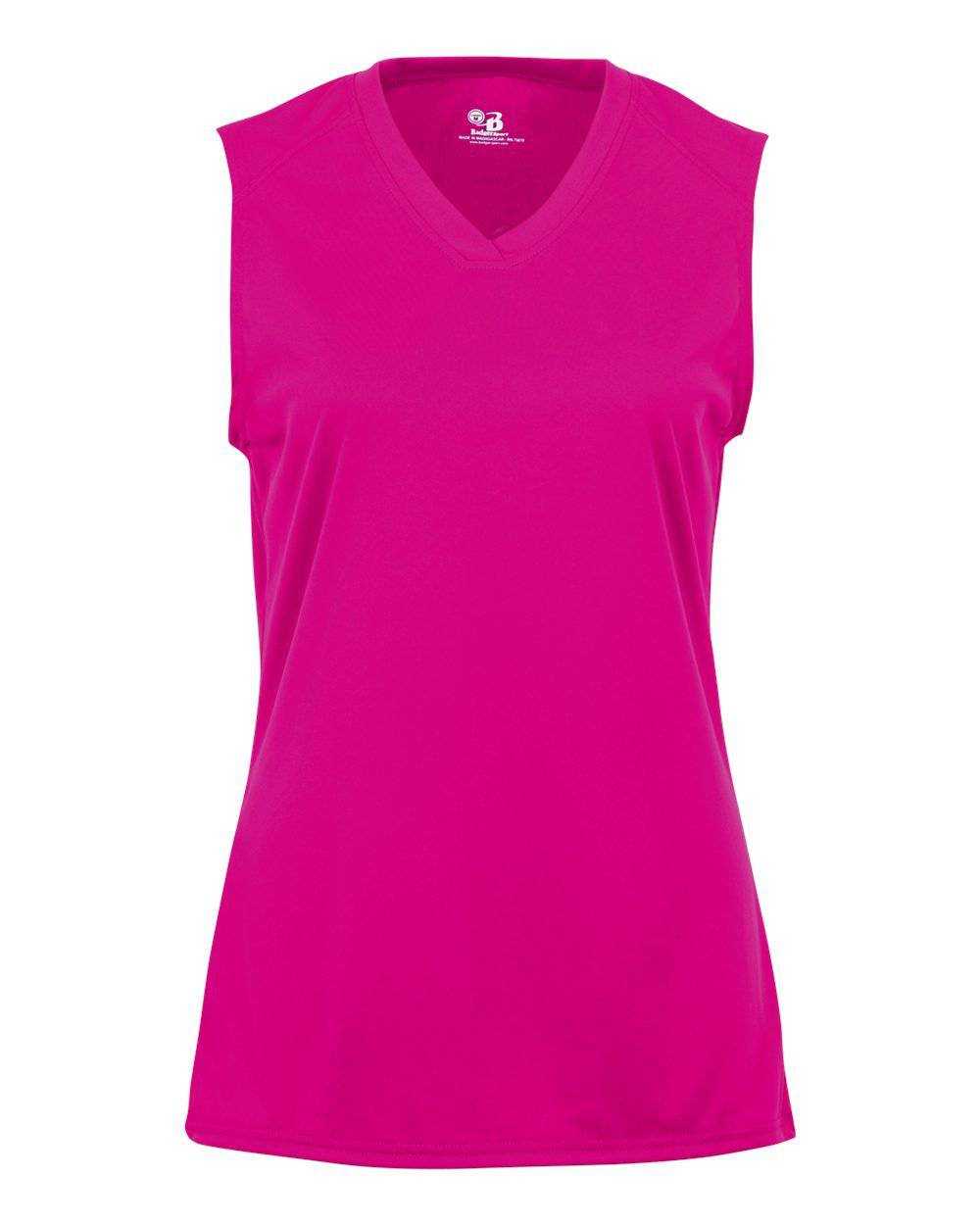 Badger Sport 4163 Ladies B-Core Sleeveless Tee - Hot Pink - HIT a Double - 1