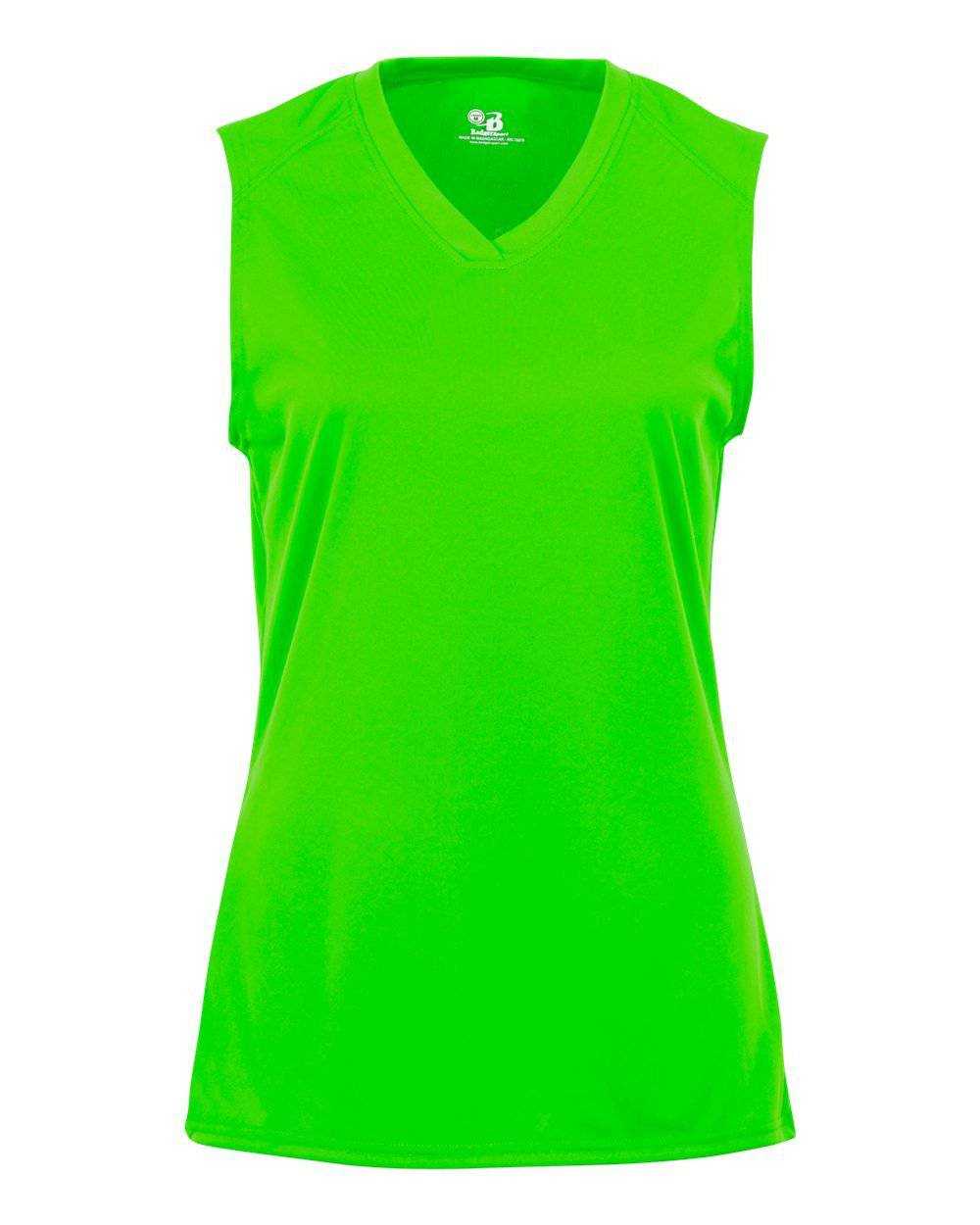 Badger Sport 4163 Ladies B-Core Sleeveless Tee - Lime - HIT a Double - 1