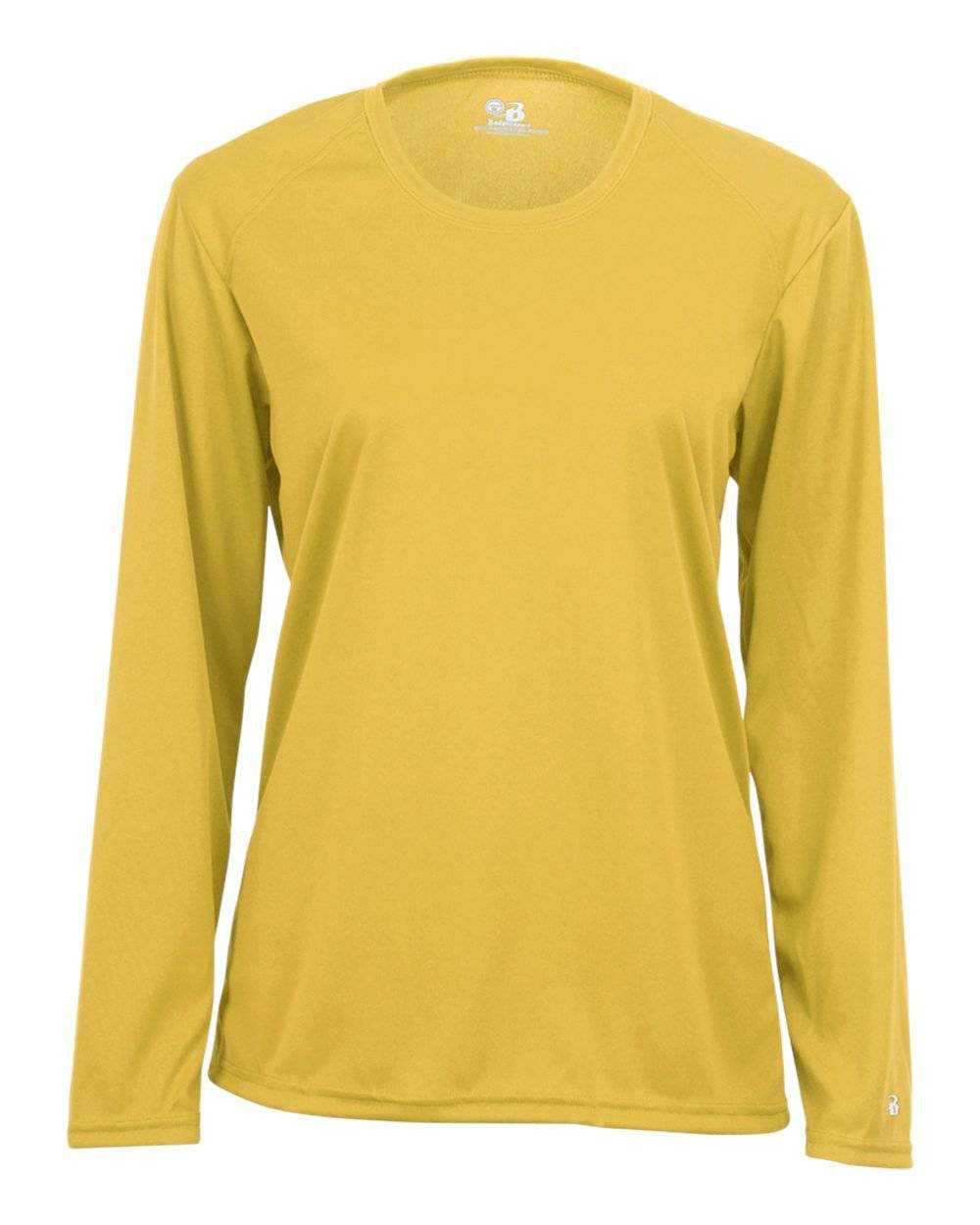 Badger Sport 4164 Ladies B-Core Long Sleeve Tee - Gold - HIT a Double - 1