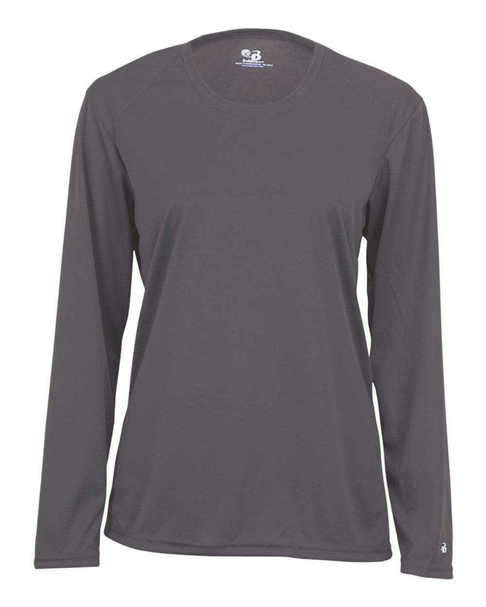 Badger Sport 4164 Ladies B-Core Long Sleeve Tee - Graphite - HIT a Double - 1