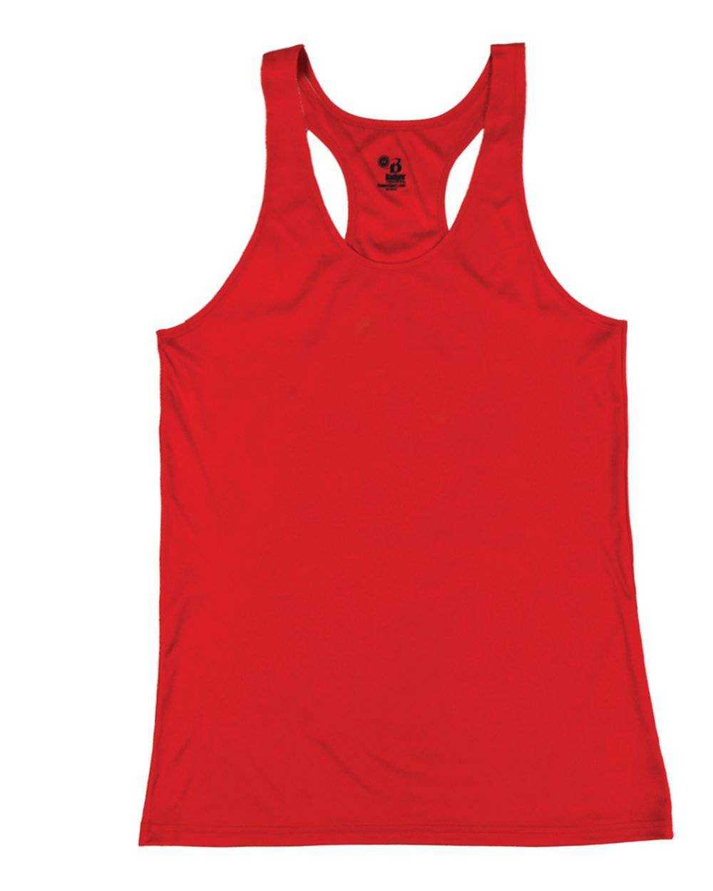 Badger Sport 4166 Ladies Racerback Tank - Red - HIT a Double - 1