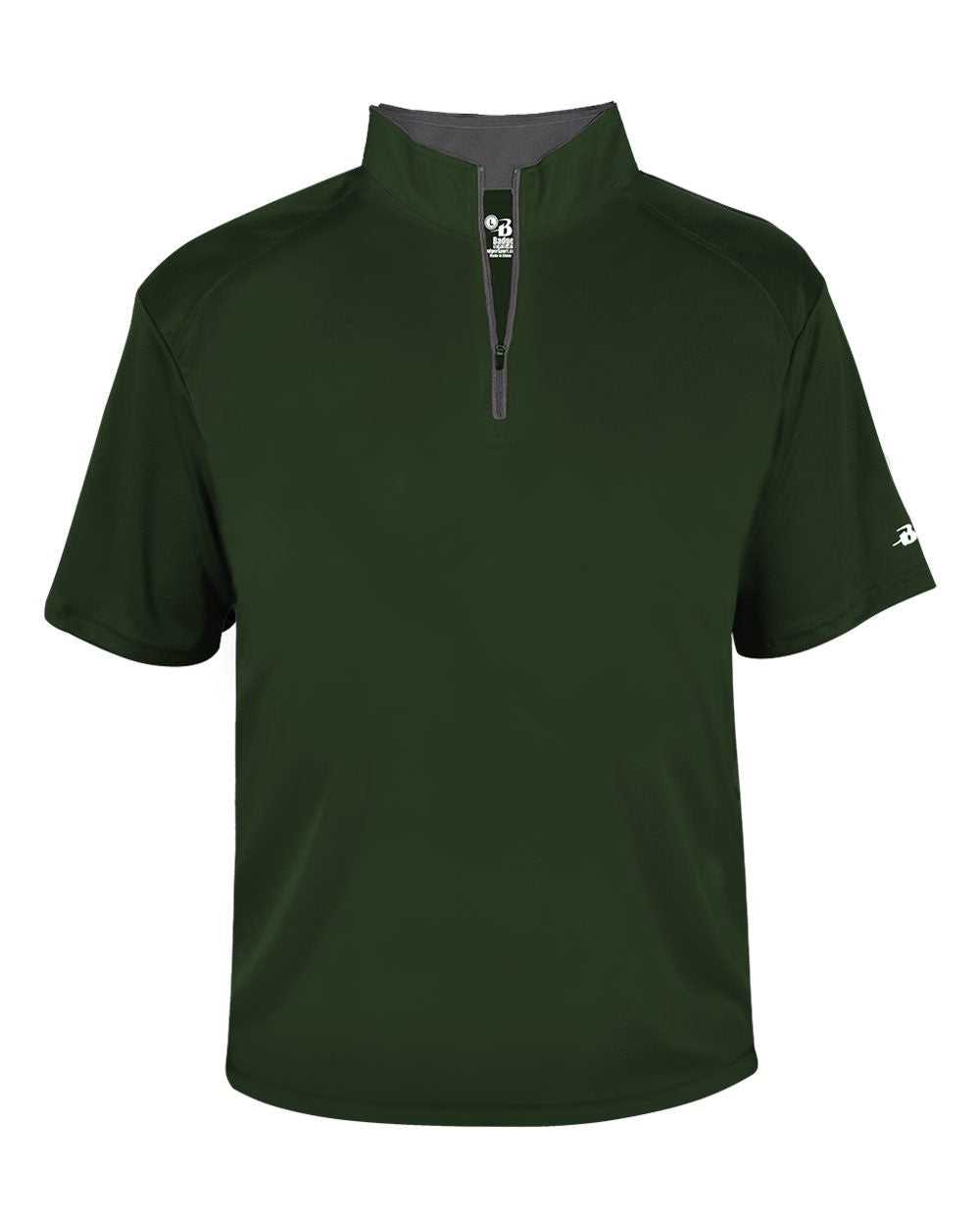 Badger Sport 4199 B-Core Short Sleeve 1/4 Zip - Forest Graphite - HIT a Double - 1