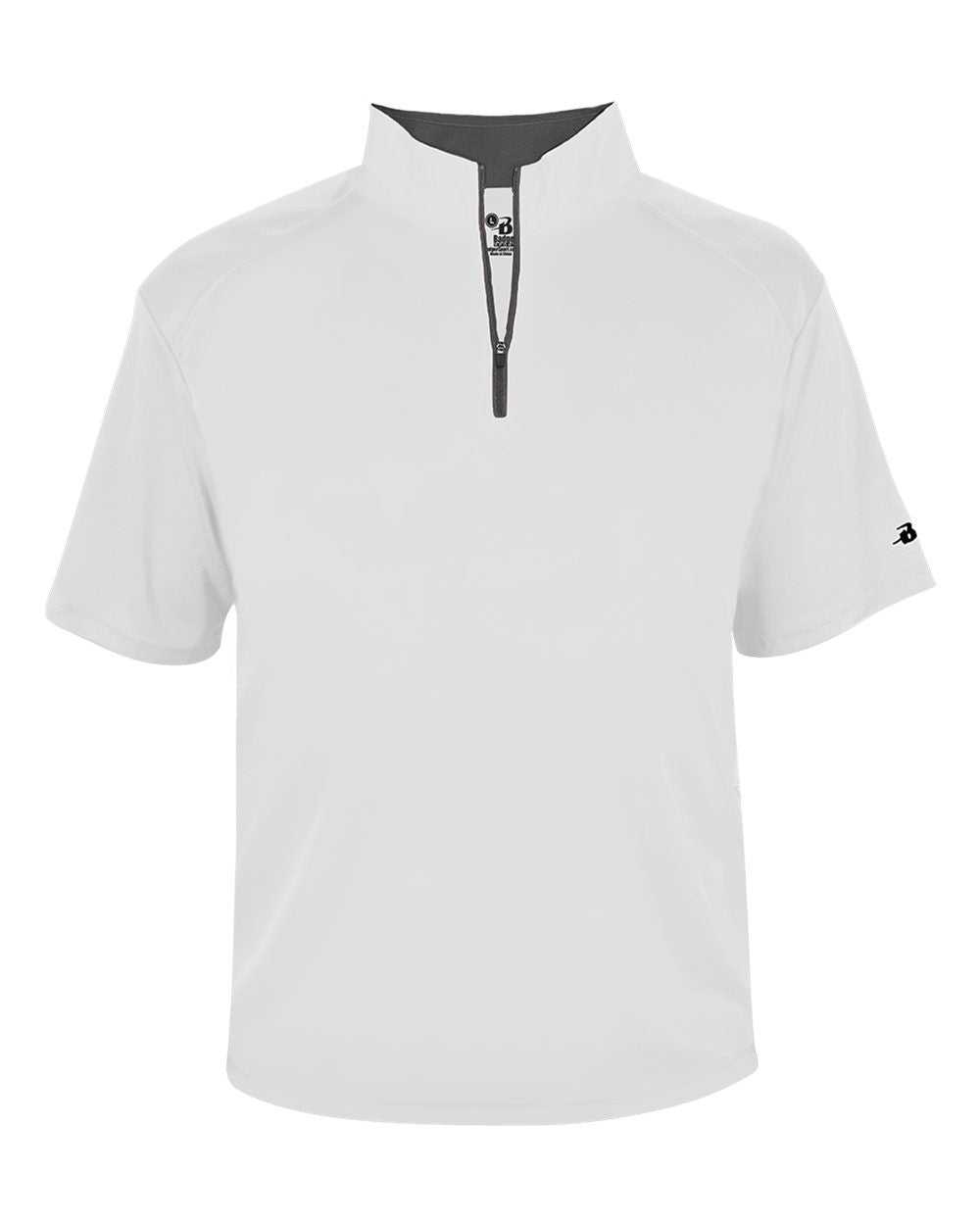 Badger Sport 4199 B-Core Short Sleeve 1/4 Zip - White Graphite - HIT a Double - 1