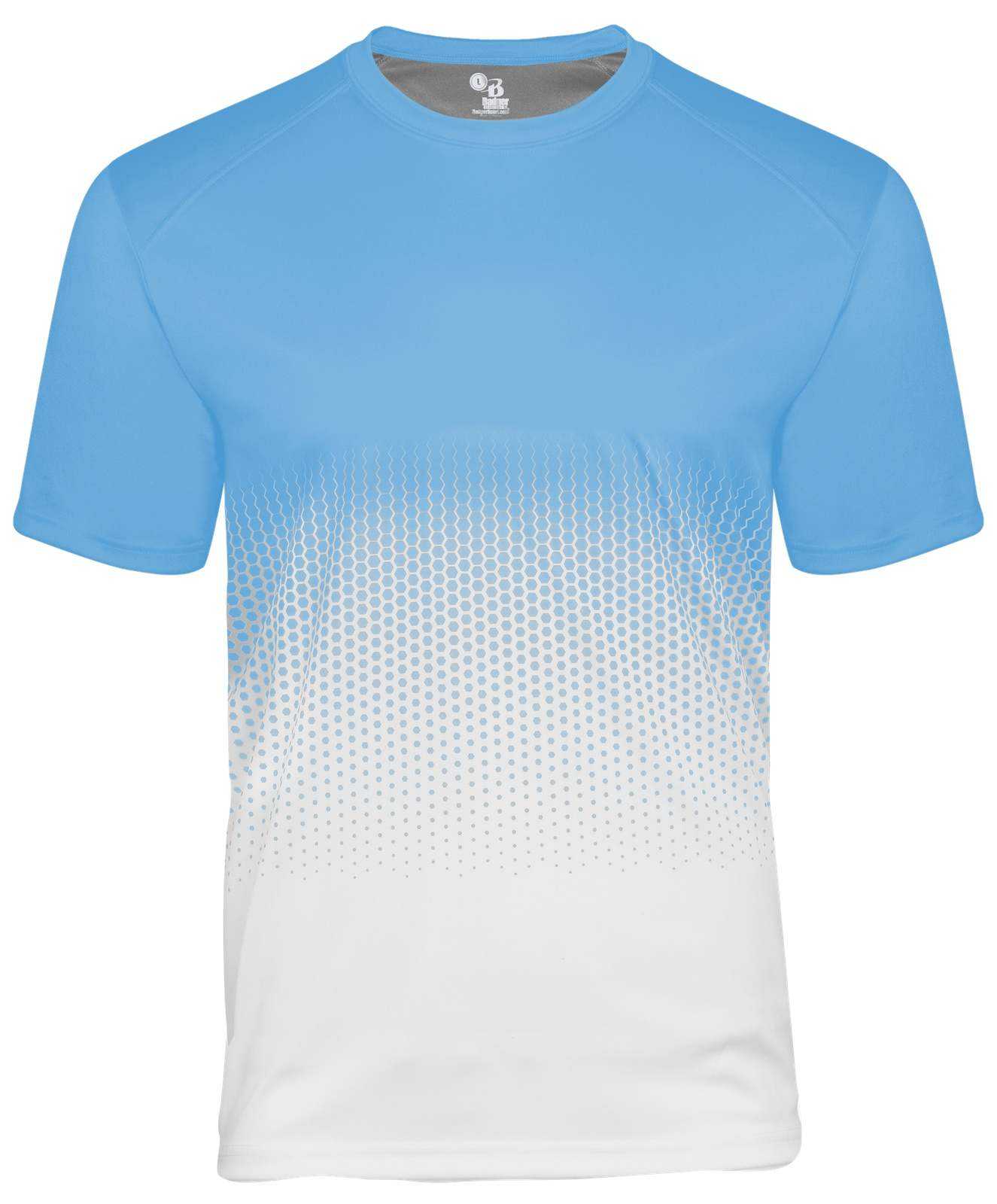 Badger Sport 4220 Hex 2.0 Tee - Columbia Blue White - HIT a Double - 1