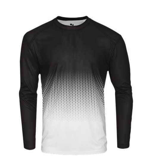 Badger Sport 4224 Hex Long Sleeve Tee - Black Hex - HIT a Double - 1