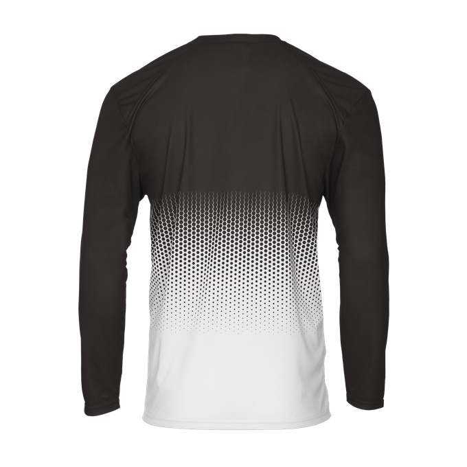 Badger Sport 4224 Hex Long Sleeve Tee - Black Hex - HIT a Double - 3