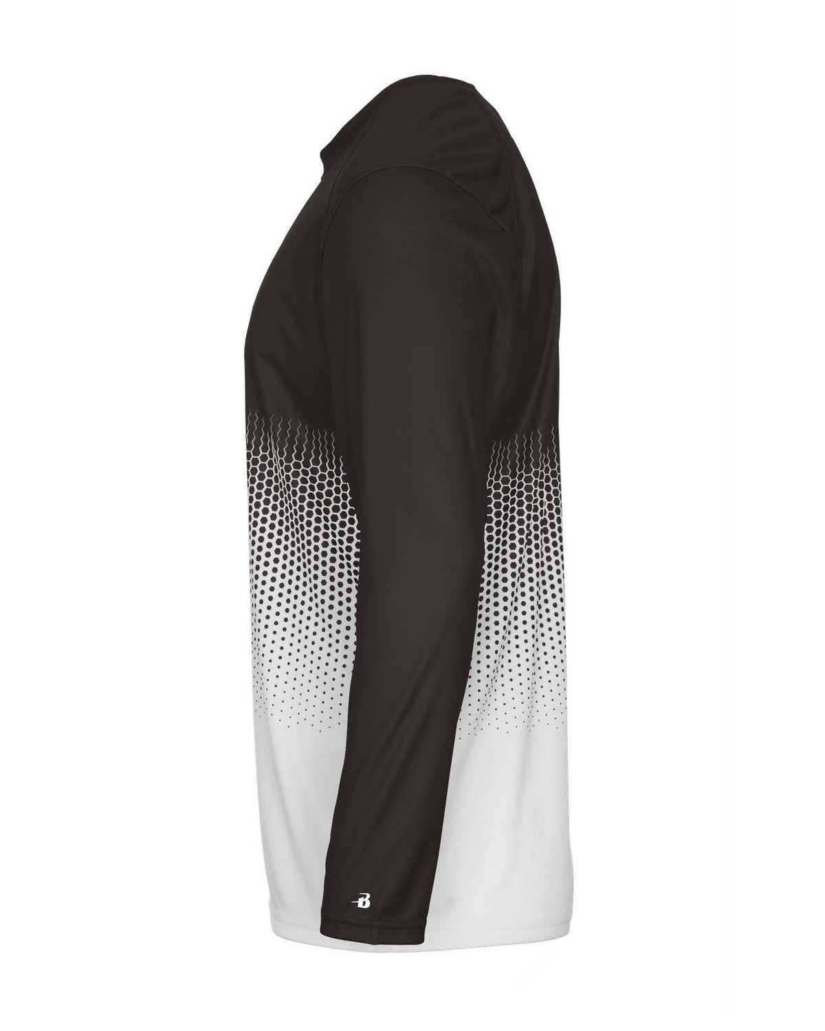 Badger Sport 4224 Hex Long Sleeve Tee - Black Hex - HIT a Double - 2