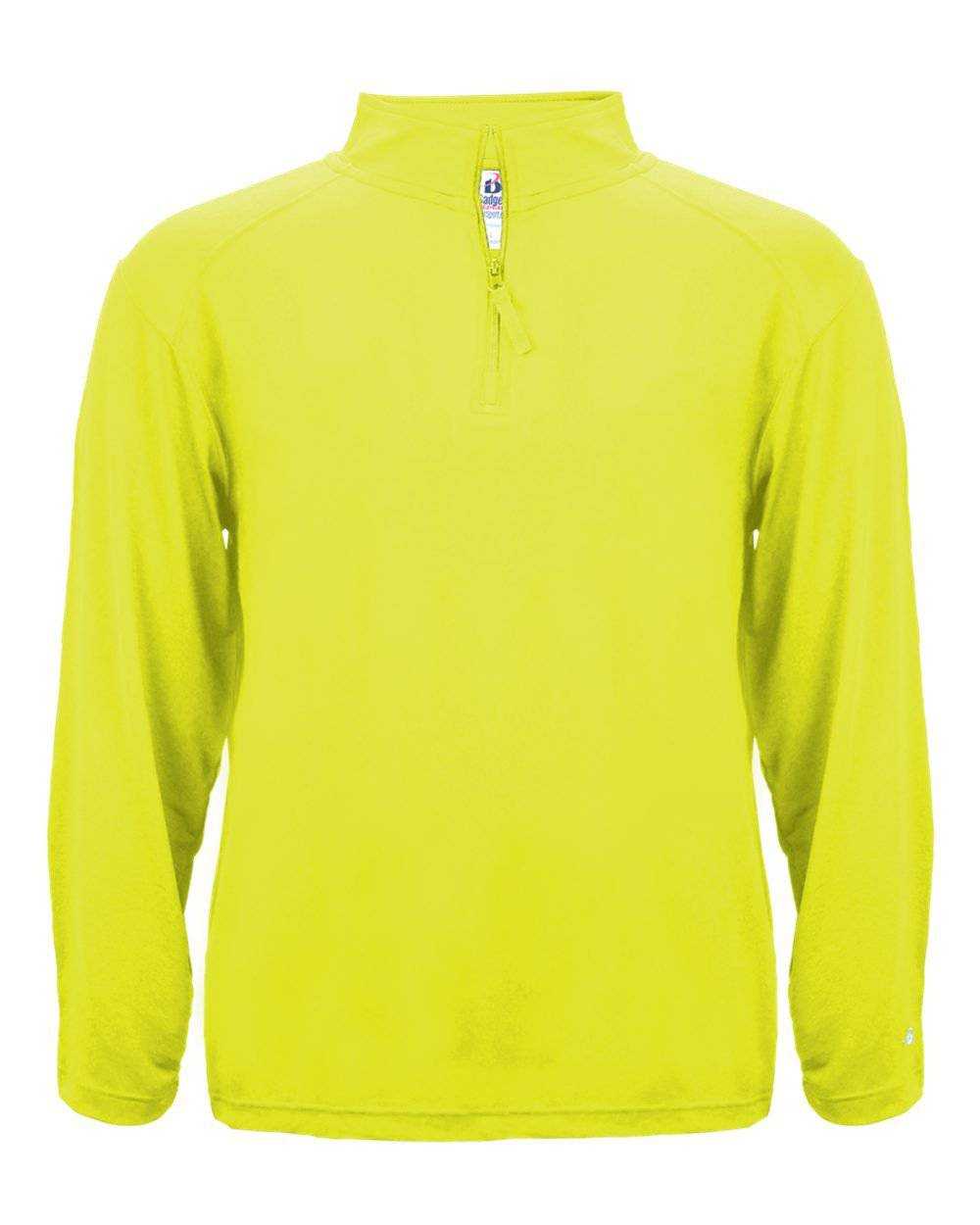 Badger Sport 4280 1/4 Zip Light Weight Pullover - Yellow Green - HIT a Double - 1