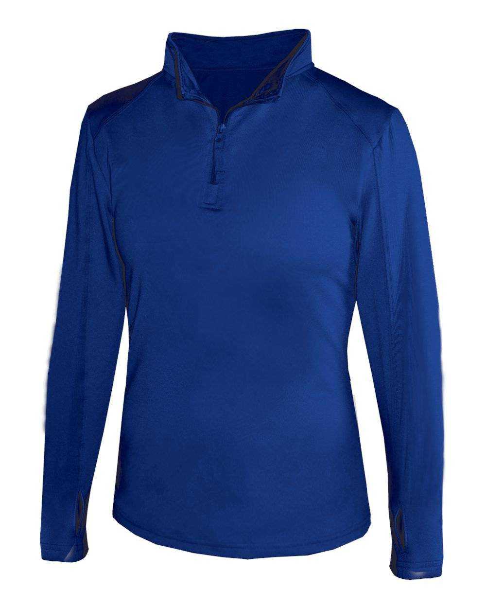 Badger Sport 4286 1/4 Zip Ladies Lightweight Pullover - Royal - HIT a Double - 1
