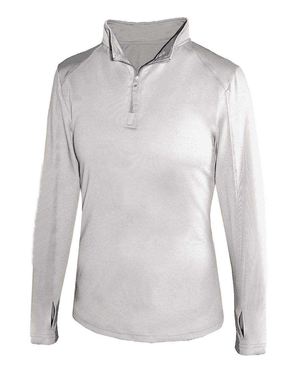 Badger Sport 4286 1/4 Zip Ladies Lightweight Pullover - Silver - HIT a Double - 1