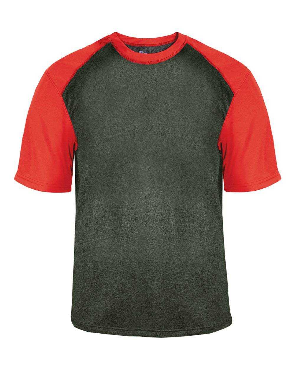 Badger Sport 4341 Sport Heather Tee - Carbon Red - HIT a Double - 1