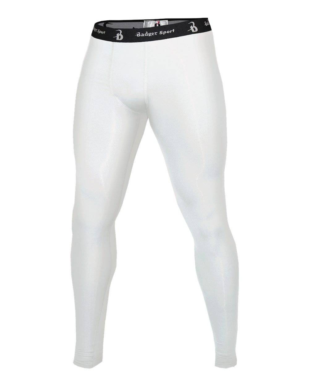 Badger Sport 4610 Full Length Compression Tight - White - HIT a Double - 1