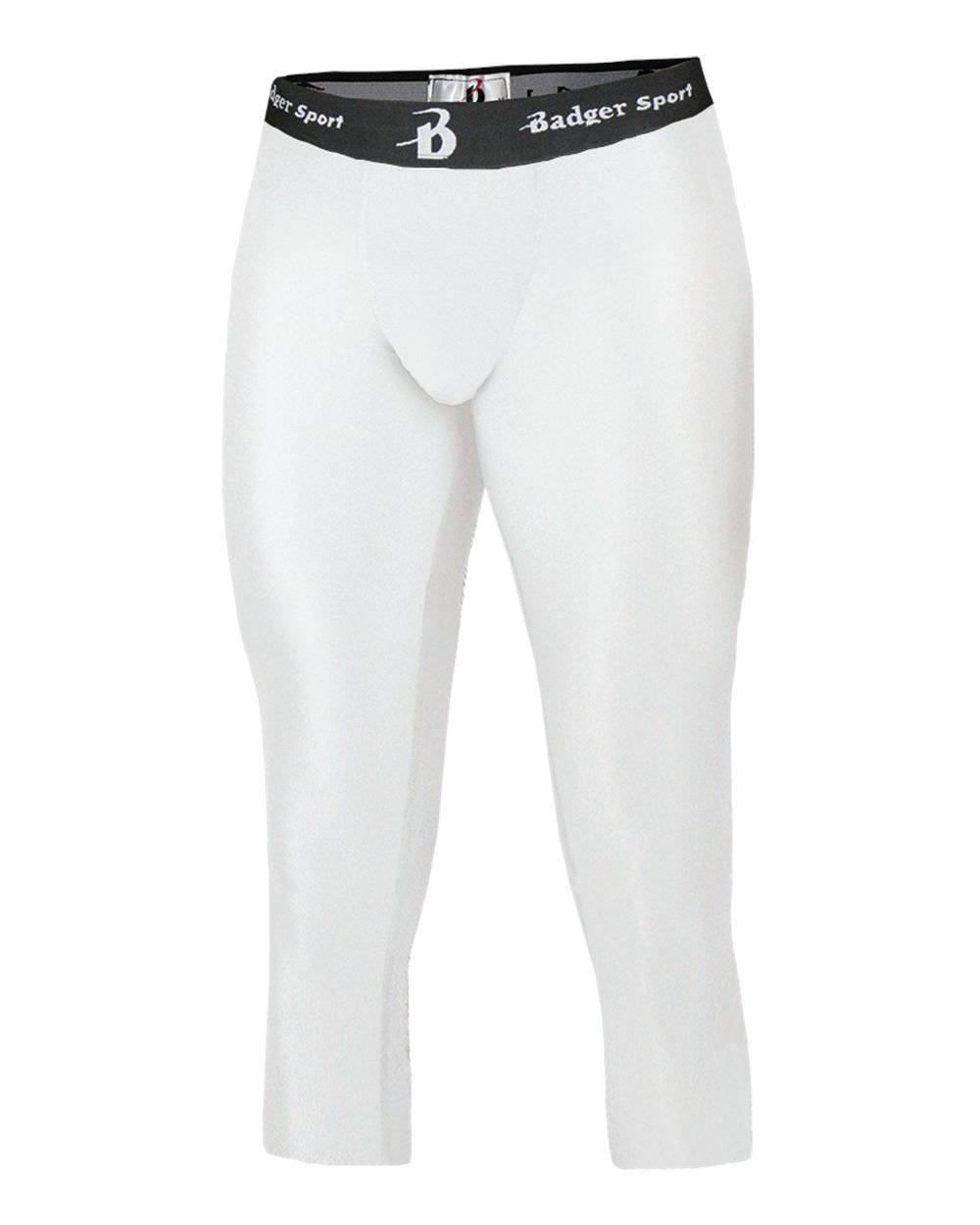 Badger Sport 4611 Calf Length Compression Tight - White - HIT a Double - 1