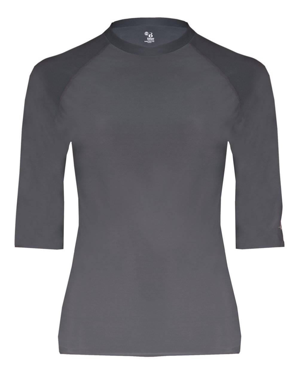 Badger Sport 4627 Pro-Comprssion Half Sleeve Crew - Dark Gray - HIT a Double - 1