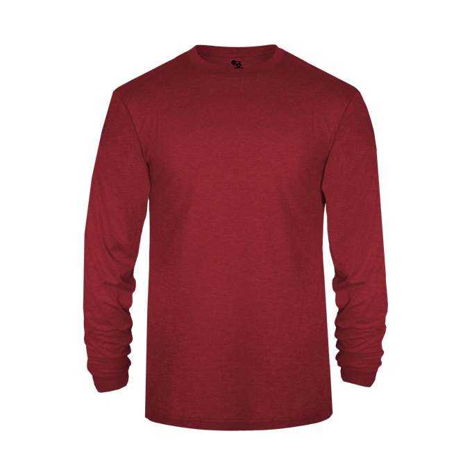 Badger Sport 4944 Tri-Blend Long Sleeve Tee - Red - HIT a Double - 1