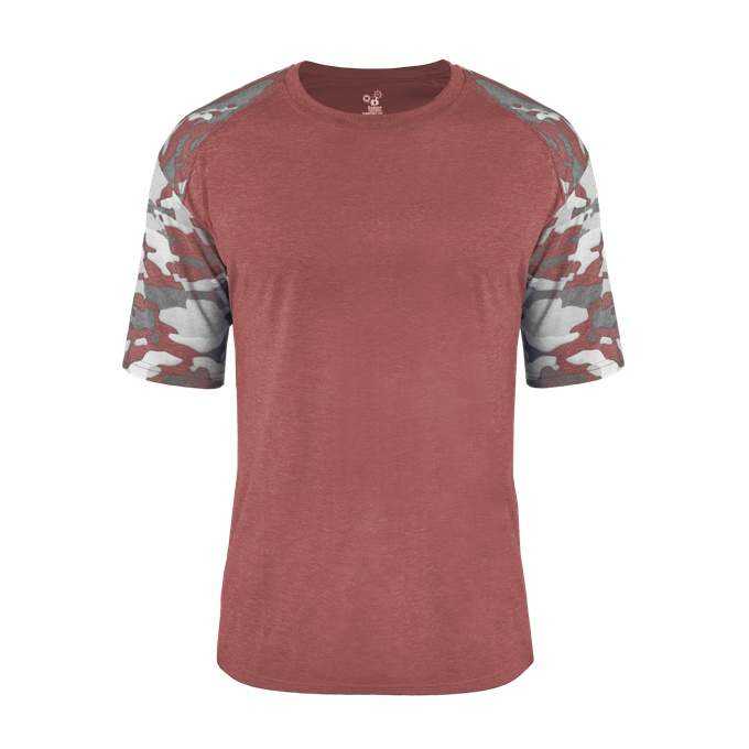 Badger Sport 4970 Vintage Camo Sport Tri-Blend Tee - Red Heather Red Vintage Camo - HIT a Double - 1