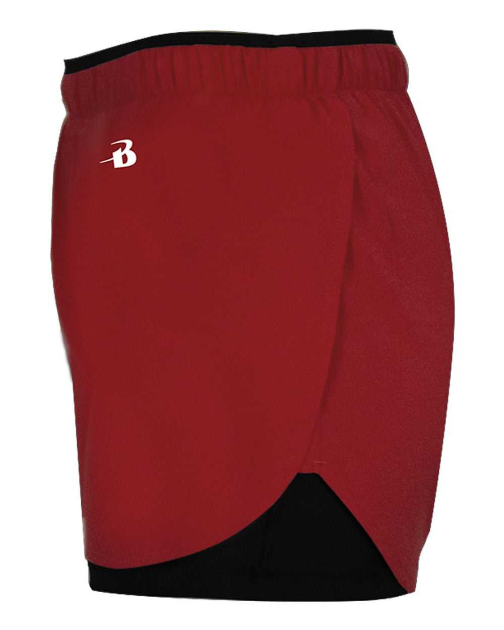 Badger Sport 6150 Double Up Ladies Short - Red Black - HIT a Double - 2
