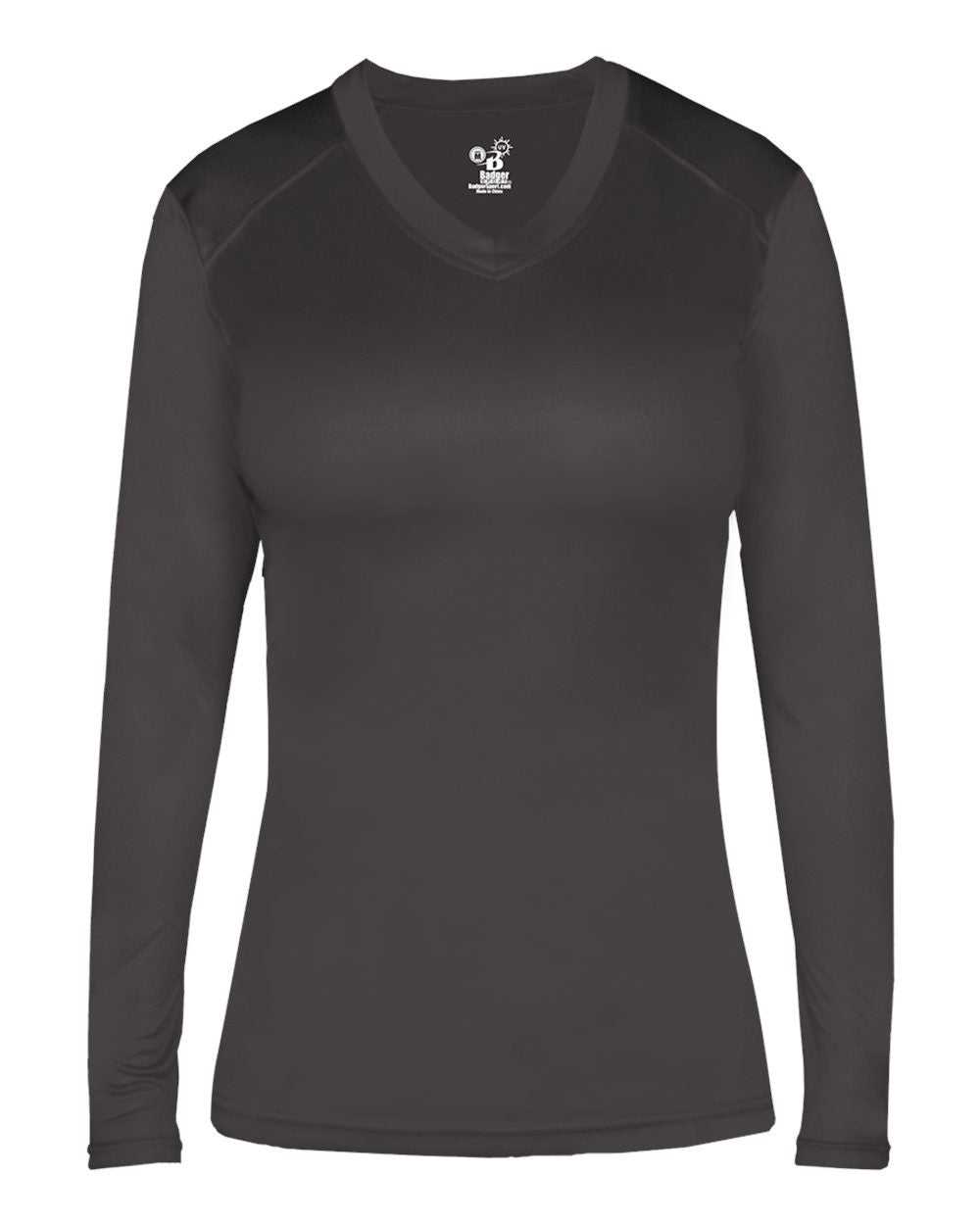 Badger Sport 6464 Ultimate Softlock Fitted Ladies Long Sleeve Tee - Graphite - HIT a Double - 1
