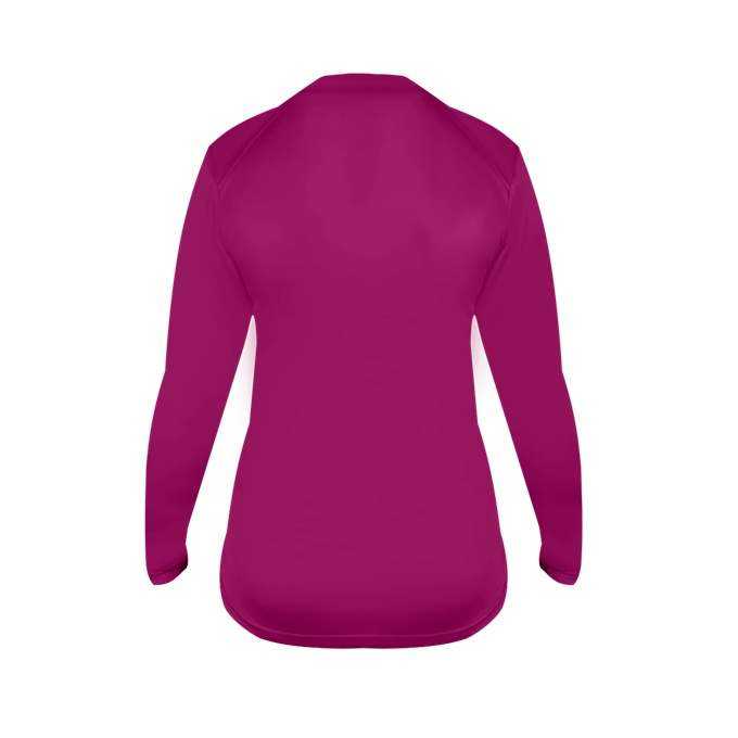Badger Sport 6464 Ultimate Softlock Fitted Ladies Long Sleeve Tee - Hot Pink - HIT a Double - 3