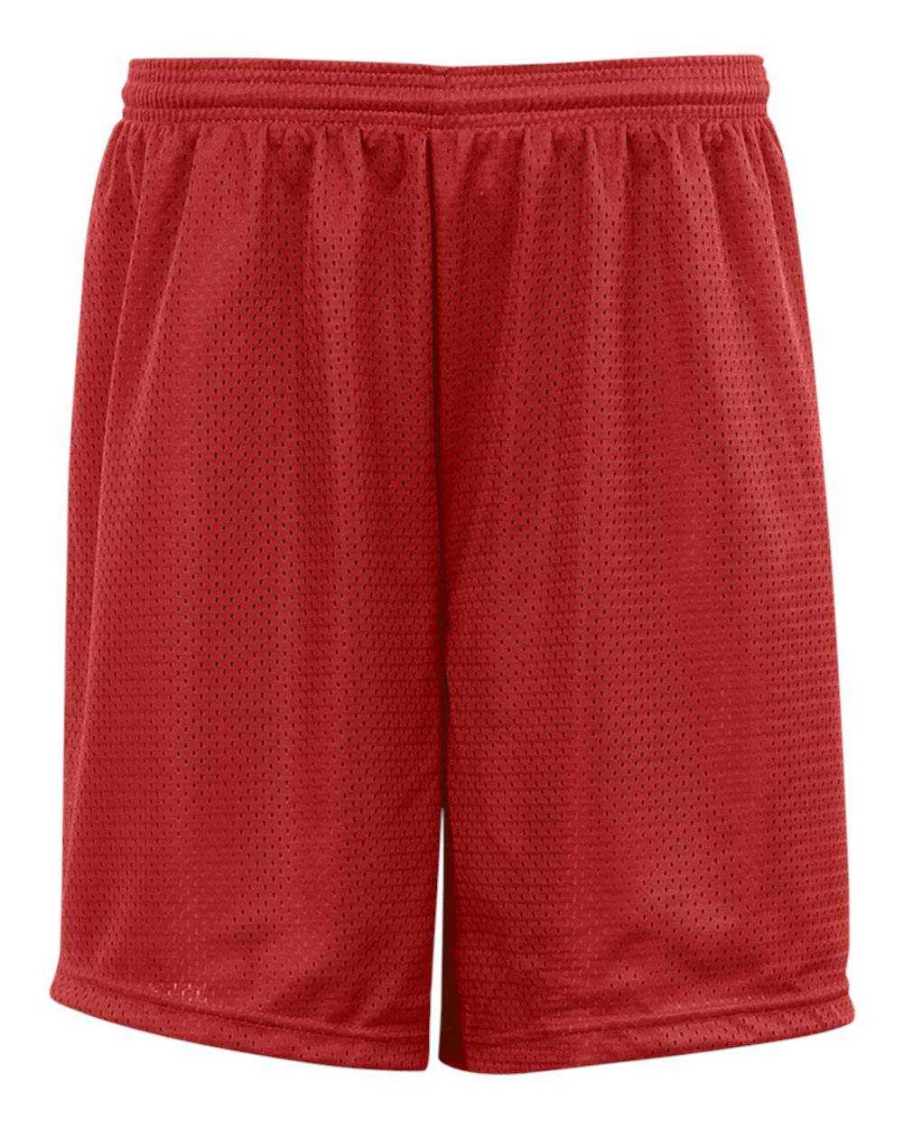 Badger Sport 7207 7&quot; Mesh Tricot Short - Red - HIT a Double - 1