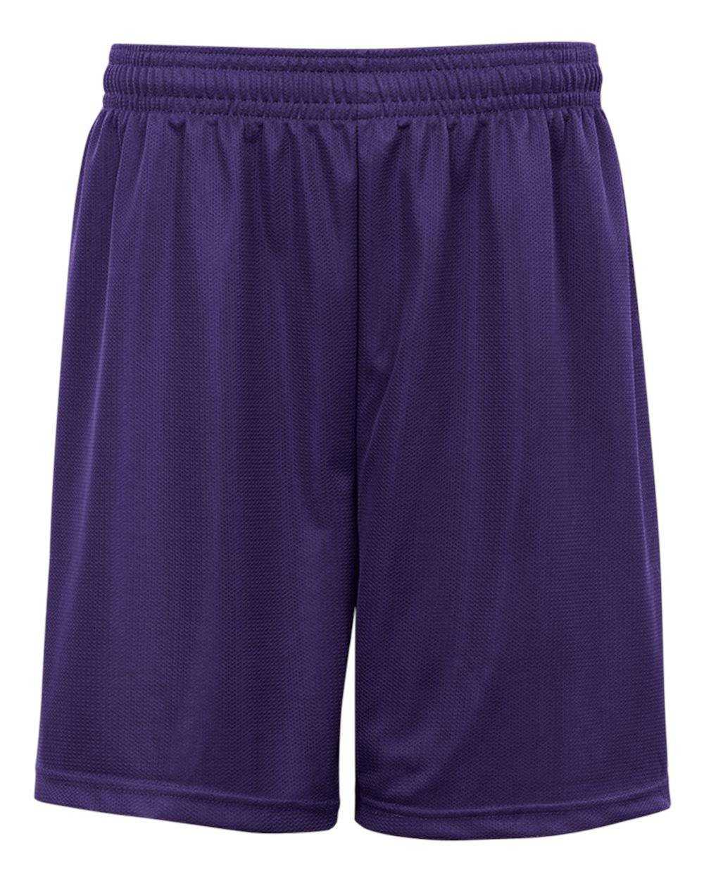 Badger Sport 7239 9&quot; Mini Mesh Short - Purple - HIT a Double - 1
