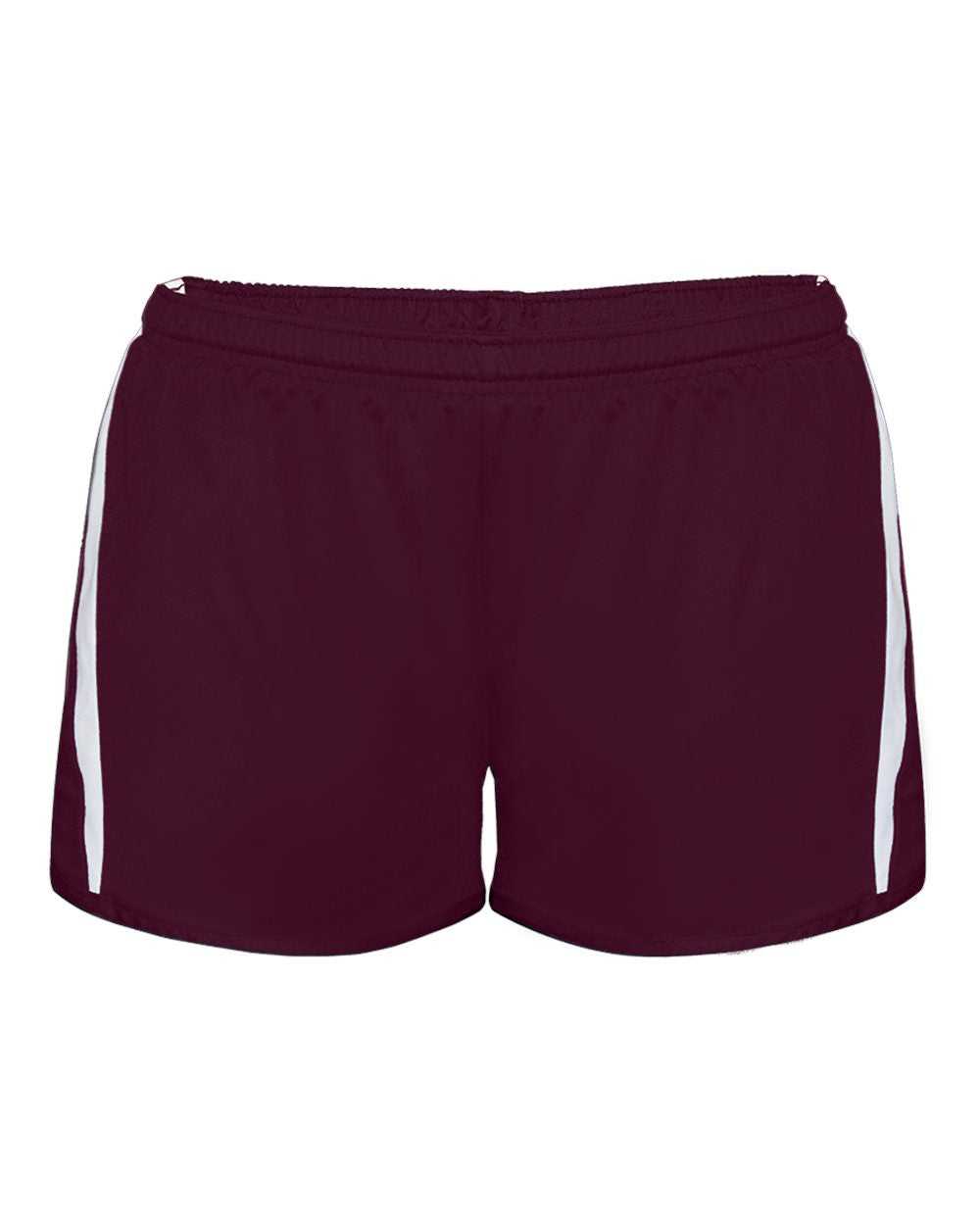 Badger Sport 7274 Stride Ladies Short - Maroon White - HIT a Double - 1