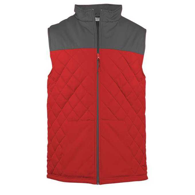 Badger Sport 7661 Colorblock Quilted Vest - Red Graphite - HIT a Double - 1