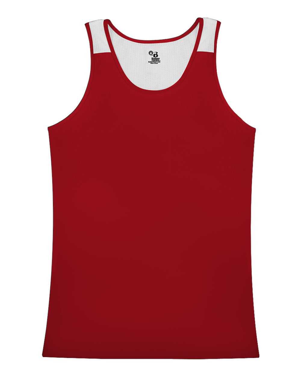 Badger Sport 8968 Ventback Ladies Singlet - Red White - HIT a Double - 1