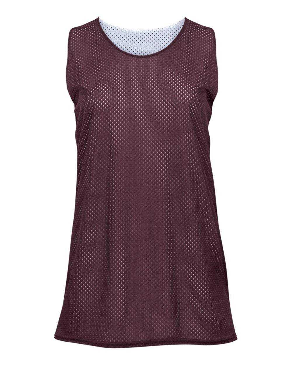Badger Sport 8978 Ladies Reversible Tank - Maroon White - HIT a Double - 1