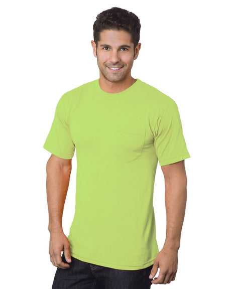 Bayside 1725 USA-Made 50 50 Short Sleeve T-Shirt with a Pocket - Safety Green - HIT a Double