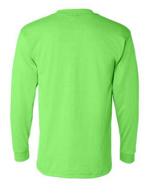 Bayside 1730 USA-Made 50 50 Long Sleeve T-Shirt with a Pocket - Lime Green - HIT a Double