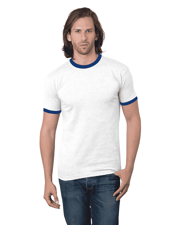 Bayside 1800 USA-Made Ringer Tee - White Royal - HIT a Double