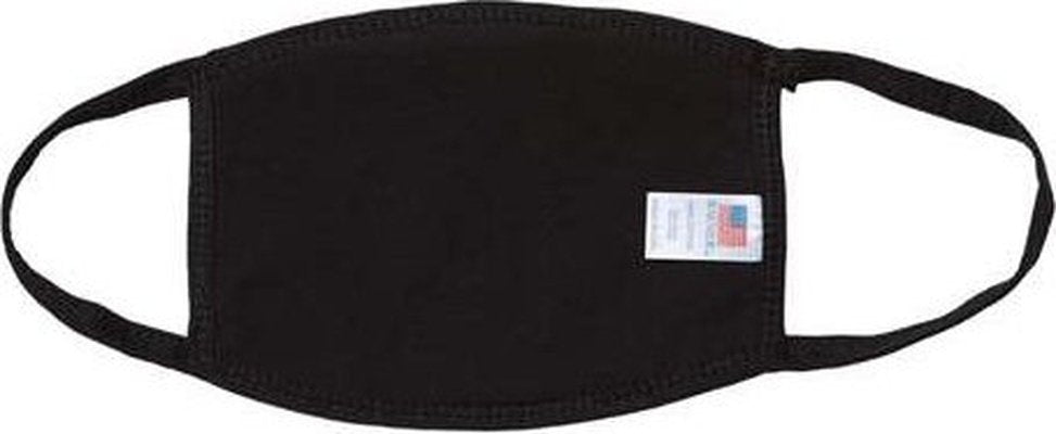 Bayside 1900 USA-Made 100% Cotton Face Mask Pkg 25 - Black - HIT a Double