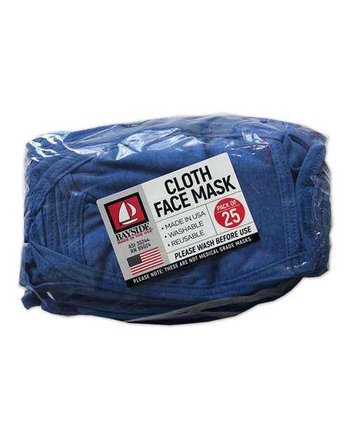 Bayside 1900 USA-Made 100% Cotton Face Mask Pkg 25 - Heather Royal - HIT a Double