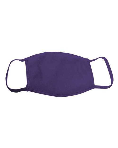 Bayside 1900 USA-Made 100% Cotton Face Mask Pkg 25 - Purple - HIT a Double
