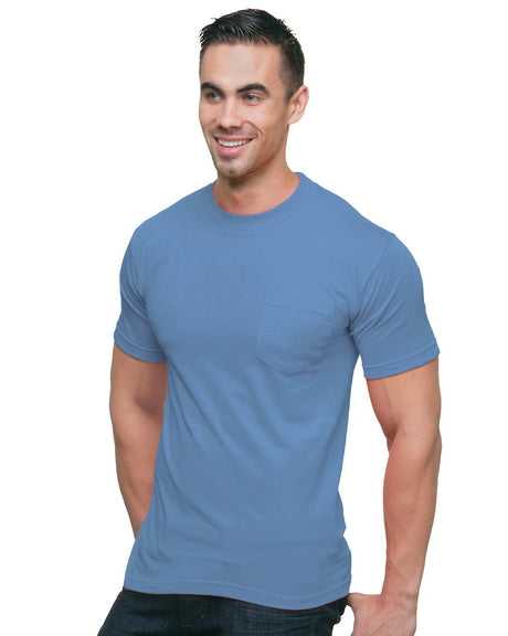 Bayside 3015 Union-Made Short Sleeve T-Shirt with a Pocket - Carolina Blue - HIT a Double