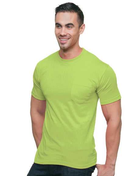 Bayside 3015 Union-Made Short Sleeve T-Shirt with a Pocket - Lime Green - HIT a Double