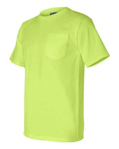 Bayside 3015 Union-Made Short Sleeve T-Shirt with a Pocket - Lime Green - HIT a Double