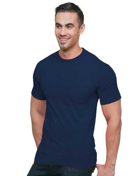 Bayside 3015 Union-Made Short Sleeve T-Shirt with a Pocket - Navy - HIT a Double