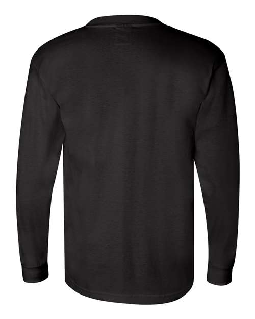 Bayside 3055 Union-Made Long Sleeve T-Shirt with a Pocket - Black - HIT a Double