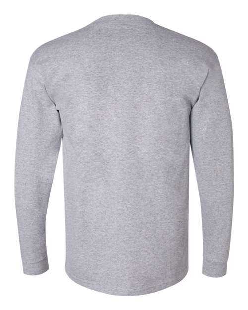 Bayside 3055 Union-Made Long Sleeve T-Shirt with a Pocket - Dark Ash - HIT a Double